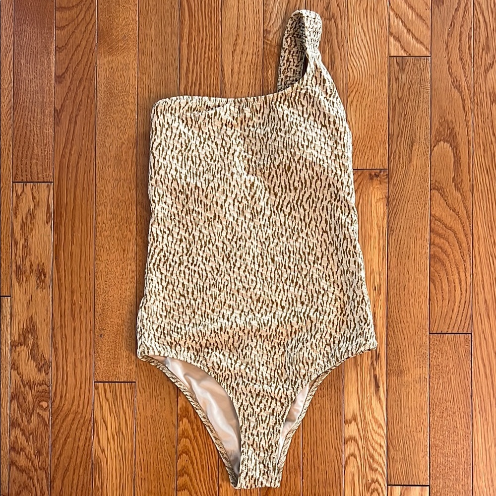 Aerie Brown Patterned One-Piece Swimsuit